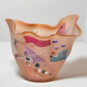 Spectacular Vintage 1994 Signed Nelson Modernist Abstract Studio Art Glass Vase